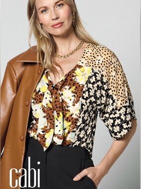 NWT CAbi Patchwork Top 6508 Women’s Medium